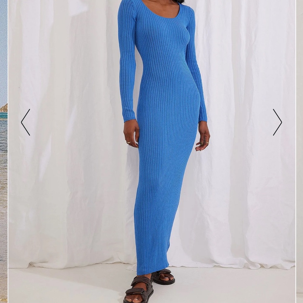 NA-KD Maxi Wide Neck Ribbed Knitted Maxi Dress, Size M